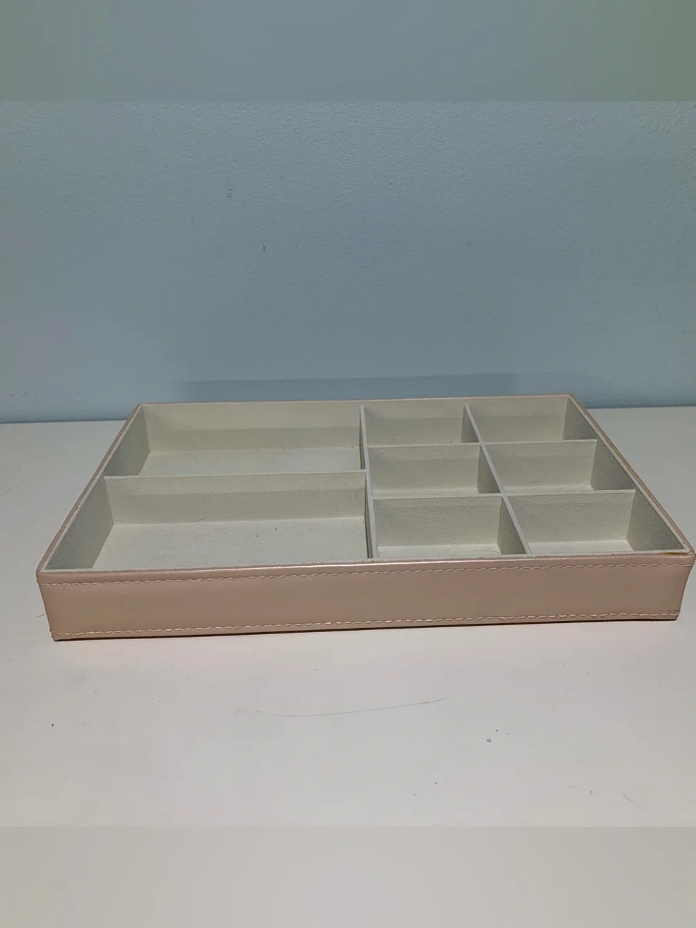 Pink Beige Multi Compartment Stackable Jewelry and Accessories Organizer Tray